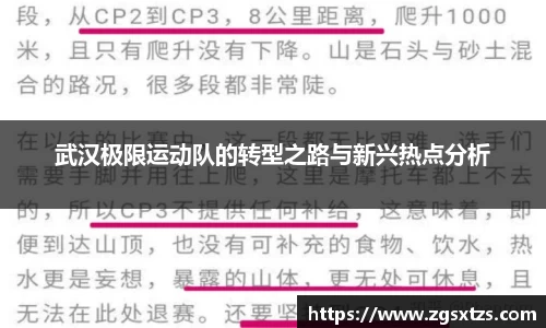 武汉极限运动队的转型之路与新兴热点分析